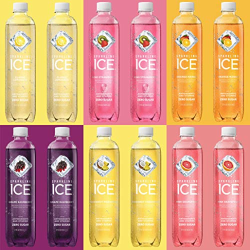 Product Cover Sparkling Ice Zero Sugar Sparkling Water, Naturally Flavored With Antioxidants and Vitamins, 17 Fl Oz Tall Bottle, (Pack of 12, Total of 204 Fl Oz)
