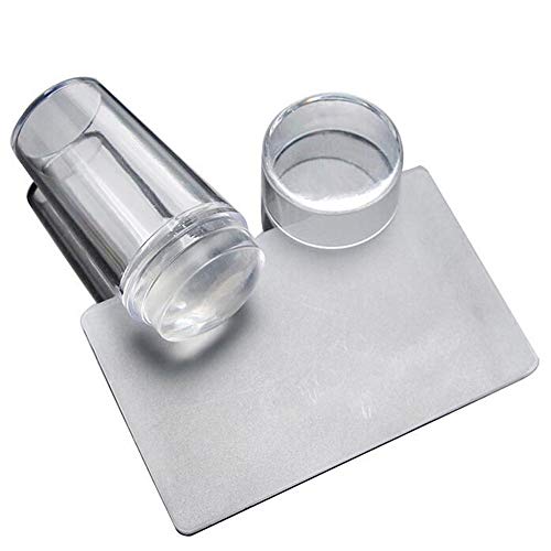 Product Cover 2.8CM Head Clear Jelly Silicone Nail Art Stamper Scraper With Cap Transparent Stamping Polish Transfer Templates Tools Manicure
