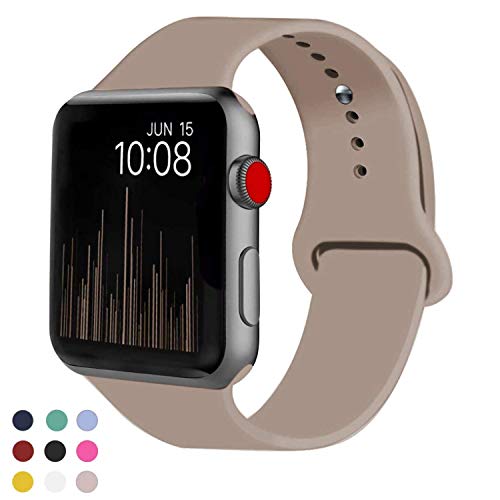 Product Cover VATI Sport Band Compatible for Apple Watch Band 38mm 40mm, Soft Silicone Sport Strap Replacement Bands Compatible with 2019 Apple Watch Series 5, iWatch 4/3/2/1, 38MM 40MM M/L (Walnut)