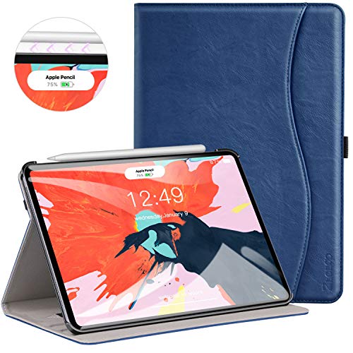 Product Cover Ztotop for iPad Pro 12.9 Case 2018, Leather Folio Stand Case Smart Cover for 2018 iPad Pro 12.9-inch 3rd Generation (Supports iPad Pencil Charging) with Auto Sleep/Wake Strap Pocket - Navy Blue