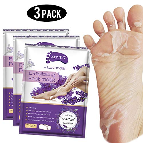 Product Cover Foot Peel Mask 3 Pack， Exfoliator Peel Off Calluses Dead Skin Callus Remover，Baby Soft Smooth Touch Feet-Men Women (Lavender)