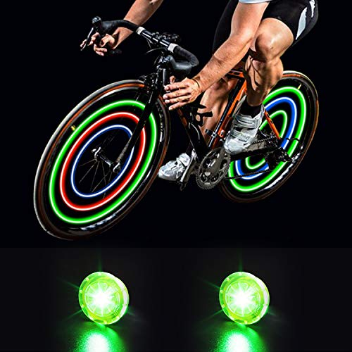 Product Cover MapleSeeker Bike Wheel Lights Bike Spoke Lights with Batteries Included, Waterproof Bicycle Wheel Lights for Safe Cycling, Easy to Install Cool Bike Lights for Wheels (2-Pack Green)