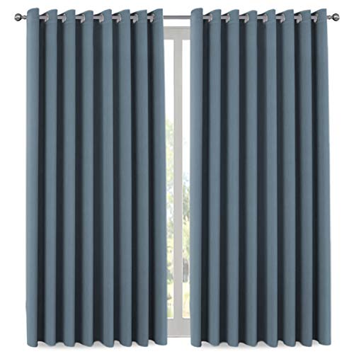 Product Cover Blackout Vertical Blinds for Patio Door, Sliding Door Thermal Insulated Curtain, Gromment Top Room Divider Curtain for Bedroom 84 Inches Long, 8.5ft Wide x 7ft Long, Stone Blue, One Panel