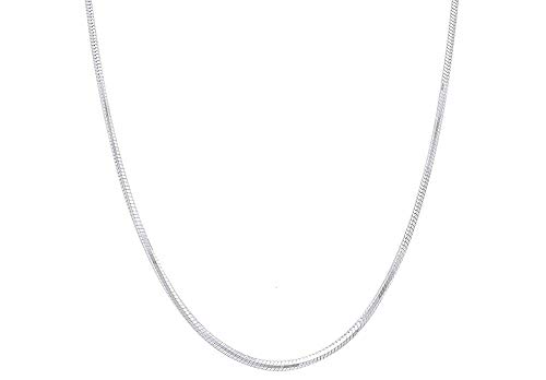 Product Cover Verona Jewelers Sterling Silver 2MM, 2.5MM, 3MM, 4MM, 5MM Solid Round Snake Chain Necklace- Flexible Snake Chain Necklace, Round 925 Sterling Silver Necklace (18, 2MM)