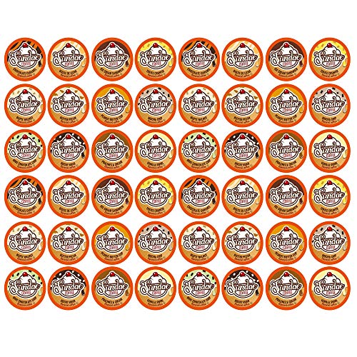 Product Cover Sundae Ice Cream Assorted Flavored Coffee Pods, 2.0 Keurig K-Cup Compatible, 12 Flavors (Variety Pack Sampler) 48 Count