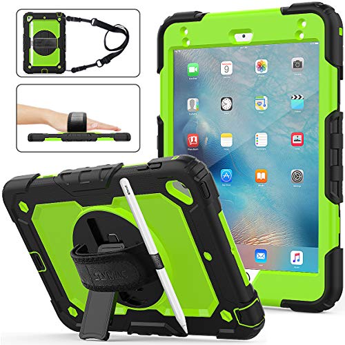 Product Cover iPad Mini 5 Case,iPad Mini 4 Case, SEYMAC Stock [Full-body] Drop Proof &Shockproof Hybrid Armor Case with 360 Rotating Stand [Pencil Holder] Screen Protector Hand Strap for iPad Mini 4/5 (Green+Black)