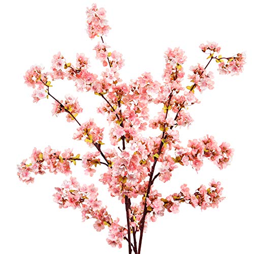 Product Cover Sunm boutique Plum Blossom Artificial Flowers Simulation Flower Table Decoration Accessories Party Beach Theme Decorations (Pink Cherry Blossom, Pack of 3)