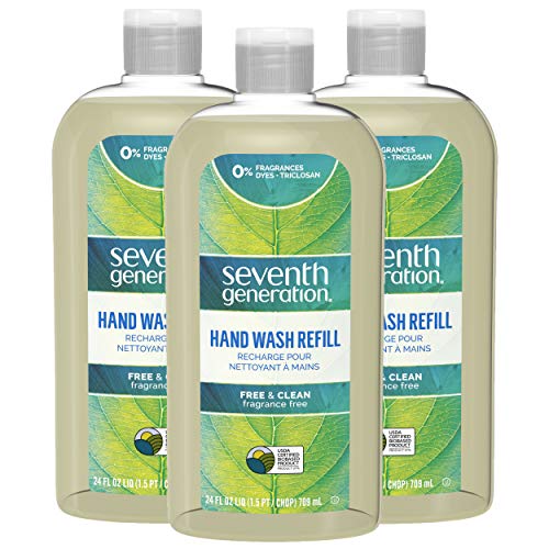 Product Cover Seventh Generation Hand Wash Refills, Free & Clean Unscented, 24 oz, Pack of 3