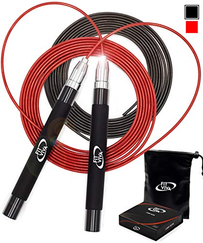 Product Cover Deluxe High Speed Jump Rope - Skipping Rope for Fitness - 2 Jump Ropes Adjustable Cables, Crossfit Jump Rope Workout for Women Or Men Gift - Double Unders Speed Rope - Boxing Jumping Rope for Adults