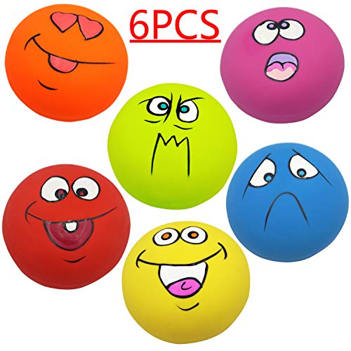 Product Cover Adusa Latex Dog Chewing Squeaky Ball Toys Face Fetch Play Toy for Puppy Small Medium Pets Dog cat 6PCS/Set
