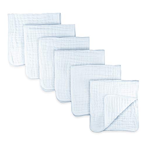 Product Cover Muslin Burp Cloths 6 Pack Large 100% Cotton Hand Washcloths 6 Layers Extra Absorbent and Soft