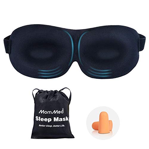 Product Cover Sleep Mask, Eye Mask for Sleeing with Ice Silk for Men, Women, Adjustable Silk Sleeping Mask Blocks 100% of Light, Innovative Comfort Design for Best Sleep Ever, Includes 2 Noise Cancelling Ear Plugs