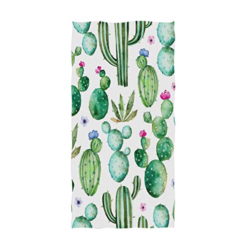 Product Cover Watercolor Flowers Cactus Hand Towels 30 X 15 Inch,Cactus Bath Bathroom Shower Towels Multipurpose Towels Highly Absorbent for Bath,Hand,Face,Gym,Spa
