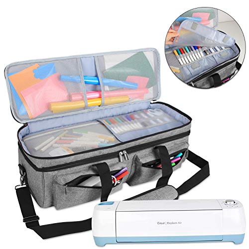 Product Cover Luxja Double-Layer Bag Compatible with Cricut Explore Air (Air2) and Maker, Carrying Bag Compatible with Cricut Die-Cut Machine and Supplies (Bag Only, Patent Pending), Gray