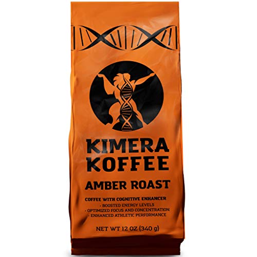 Product Cover Kimera Koffee Amber Roast - Organic Ground Honey Processed Coffee Infused with Essential Brain Vitamins (12oz) Boost Energy Levels, Brain Function, Memory, Focus, and Athletic Performance