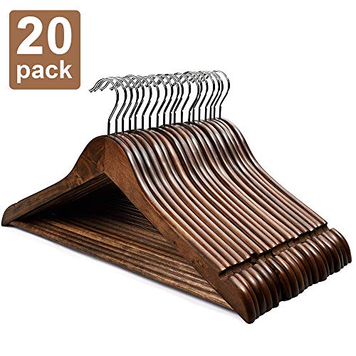 Product Cover HOUSE DAY Wooden Hangers 20 Pack Wooden Clothes Hanger Wooden Coat Hanger Bulk Walnut Smooth Finish Premium Wooden Hanger for Clothes Dress Suit