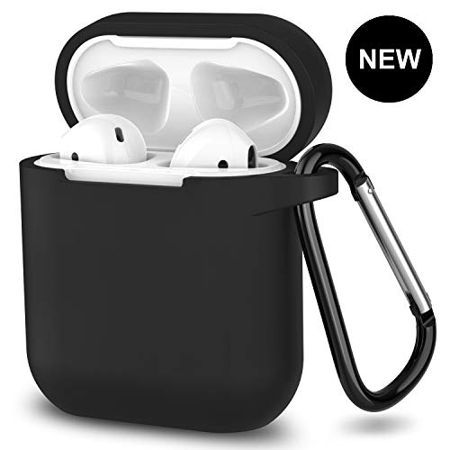 Product Cover AirPods Case,SATLITOG Protective Silicone Cover Compatible with Apple AirPods 2 and 1(Not for Wireless Charging Case)(Black)
