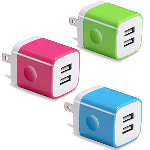 Product Cover USB Wall Charger, BEST4ONE 2.1A/5V Dual Port USB Plug Power Adapter Charging Block Compatible with Phone XR/XS/X 8/7/6 Plus SE/5S/4S, Samsung, Moto, Kindle, Android Phone （Pack-3）