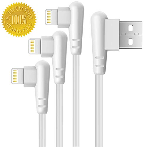 Product Cover Boost Right Angle Charger 6FT Cord 90 Degree Fast Data Cable Compatible for iPhone X Case/8/8 Plus/7/7 Plus/6/6s Plus,iPad Mini Case (White) 2M, 3-Pack