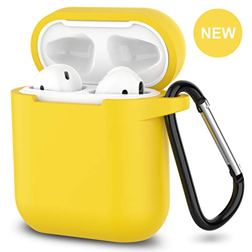 Product Cover AirPods Case,SATLITOG Protective Silicone Cover Compatible with Apple AirPods 2 and 1(Not for Wireless Charging Case)(Yellow)