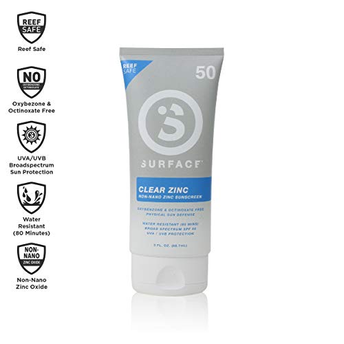 Product Cover Surface Clear Zinc Sunscreen Lotion - Reef Safe, Broad Spectrum UVA/UVB Protection, Physical Sun Protection, Cruelty Free, Hypoallergenic, Ultra Water Resistant - SPF 50 (1 Count, 3oz)