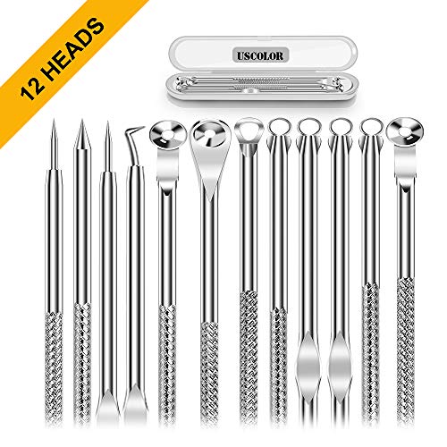 Product Cover 12 Heads Blackhead Remover, Pimple Comedone Extractor, Acne Whitehead Blemish Removal Kit, Premium Stainless Steel, Risk Free For Face Skin, With Portable Box