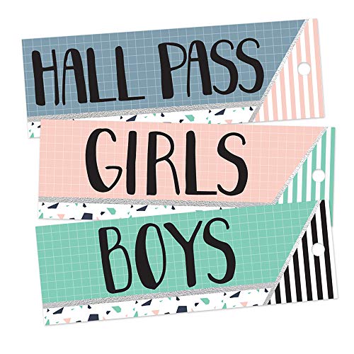Product Cover Eureka Confetti Striped Multicolor Bathroom Passes and Hall Pass for School, 3pcs, 2'' x 6''