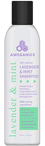 Product Cover Aweganics Lavender Mint Hair Shampoo - AWE Inspiring Natural Aromatherapy Invigorating Purple Shampoos - Hydrating, Cleansing, Moisturizing - Paraben-Free, Cruelty-Free, Peppermint, Tea Tree