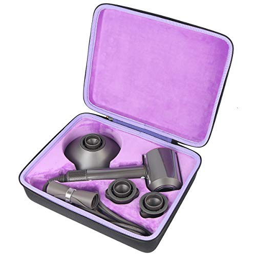 Product Cover co2crea Hard Travel Case for Dyson Supersonic Hair Dryer Hairdryer (Black Case + Purple Inner Box)