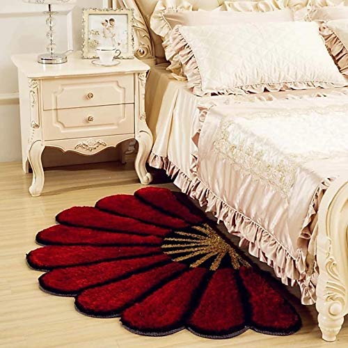 Product Cover Ruhal Fabb Half Round Dark Red Color Sunflower Area Rug Mats for Bedroom Living Room Round Mats Computer Chair Mat