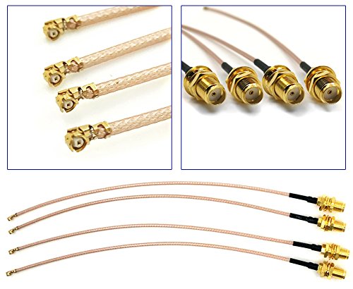 Product Cover Pack of 4 RF U.FL(IPEX/IPX) Mini PCI to SMA Female Pigtail Antenna Wi-Fi Coaxial RG-178 Low Loss Cable (2.5 inches (6.5 cm))