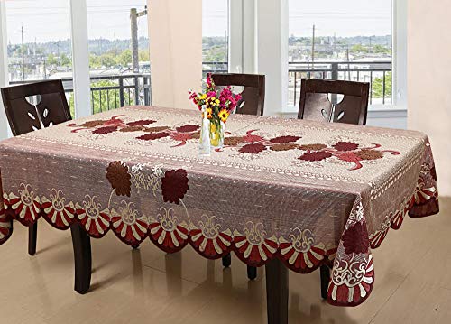 Product Cover Kuber Industries Floral Cotton 6 Seater Dining Table Cover - Red
