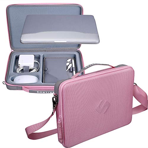 Product Cover Smatree Hard Shell Carrying Case Compatible for 13.3 inch MacBook Pro/MacBook Air 2018 2017 2016/12.9 inch iPad Pro/ 12 inch MacBook/Surface Pro X/7/6/5/4, Laptop and Tablet Shoulder Bag (Pink)