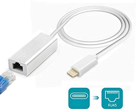 Product Cover Amatage Lighting to RJ45 Ethernet LAN Network Adapter for Phone/Pad, Phone Ethernet Adapter, 3.3ft/1m Cable, 10/100Mbps High Speed, System Required iOS 10.0 or Up