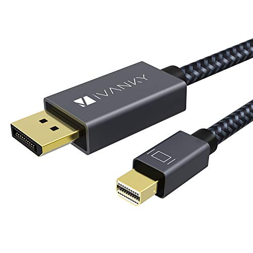 Product Cover Mini DisplayPort to DisplayPort Cable, 6.6 Feet, iVANKY 4K@60Hz / 2K@144Hz Mini DP to DP Cable, Thunderbolt to DisplayPort Cable Compatible with MacBook Air/Pro, Surface Pro/Dock and More - Space Grey
