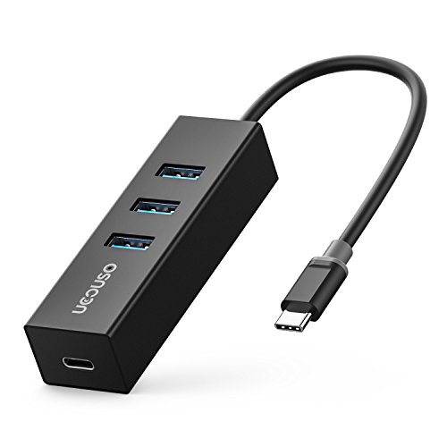 Product Cover USB C HUB, UCOUSO 4 in 1 USB C to 3 USB 3.0 HUB, USB Type C HUB with 60W PD Power Delivery Charging Port, Portable Multiport USB C to Power Delivery Charging Port Adapter for MacBook Pro and More