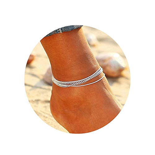 Product Cover FAXHION Multilayer Silver Anklet for Women - Foot Long Chain Anklet,Simple Summer Beach Layered Anklet for Girls