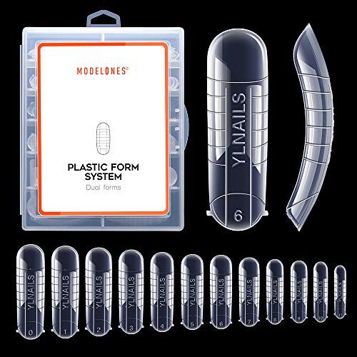 Product Cover Modelones 120PCS Dual Nail Forms Full Cover Poly Nail Gel UV Gel Nail tips Acrylic Nail System Forms Clear Fake Nail Molds 12 Sizes With Scale #2