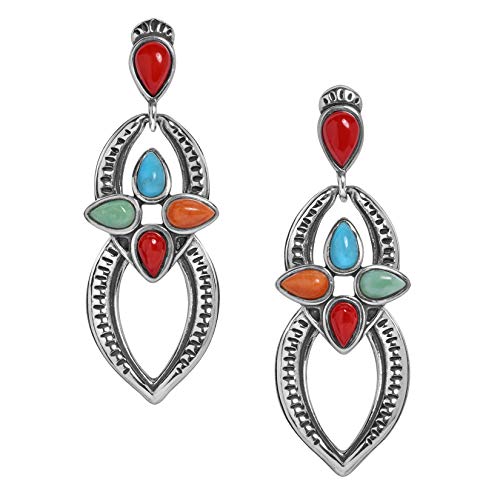 Product Cover American West Sterling Silver Gemstone Dangle Earrings Multicolor Sunray Design