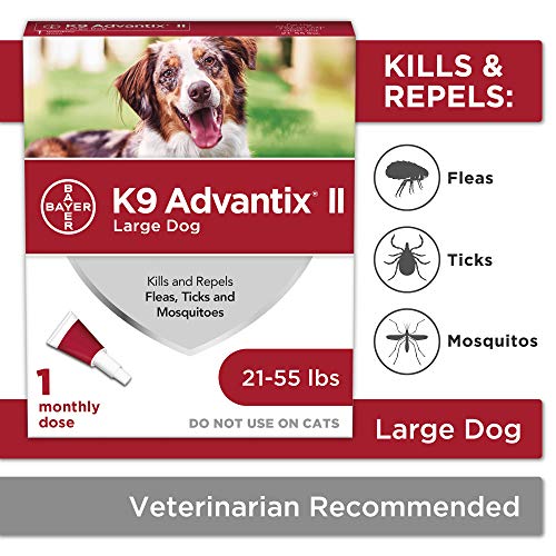 Product Cover Bayer Animal Health K9 Advantix II Flea and Tick Prevention for Dogs, Dog Flea and Tick Treatment for Large Dogs 21-55 lbs, 1 Monthly Application
