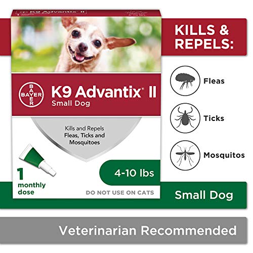 Product Cover Bayer Animal Health K9 Advantix II Flea & Tick Prevention for Dogs, Dog Flea & Tick Treatment for Small Dogs 4-10 Lbs, 1 Monthly Application