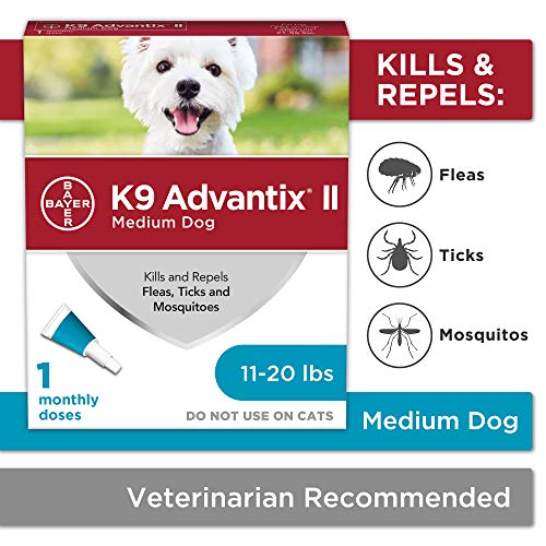 Product Cover Bayer Animal Health K9 Advantix II Flea and Tick Prevention for Dogs, Dog Flea and Tick Treatment for Medium Dogs 11-20 lbs, 1 Monthly Application