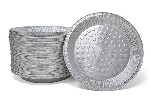 Product Cover Fig & Leaf (120 Pack) Premium 9-Inch Pie Pans l 36 Gauge l Disposable Tart Pan Tin Plates Aluminum Foil for Baking Quiche
