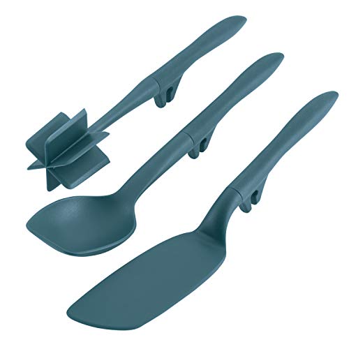 Product Cover Rachael Ray Tools and Gadgets Lazy Crush & Chop, Flexi Turner, and Scraping Spoon Set, Teal