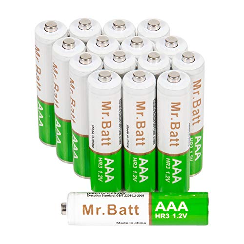Product Cover AAA Rechargeable Batteries, Mr.Batt Pre-Charged NiMH AAA Batteries, 700mAh (16 Pack)