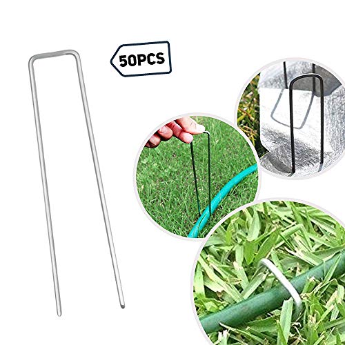 Product Cover · Petgrow · 6 Inch Garden Stakes Galvanized Landscape Staples,U-Type Turf Staples for Artificial Grass, Pin Stakes for Securing Fences Weed Barrier, Outdoor Wires Cords Tents Tarps,50 Pack