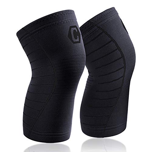 Product Cover CAMBIVO 2 Pack Knee Brace, Knee Compression Sleeve Support for Running, Arthritis, ACL, Meniscus Tear, Sports, Joint Pain Relief and Injury Recovery (Medium, NS40 Black)