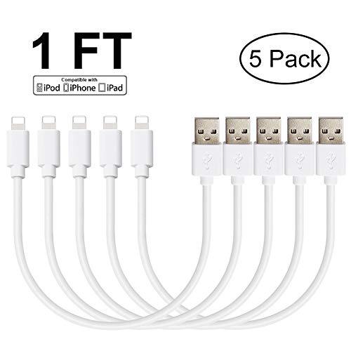 Product Cover Pezin & Hulin Short USB Charging Cables (5 Pack 1FT) Compatible with All Charging Station, Fast Charging Syncing Cables Compatible for Phone Xs MAX XR X 8 8 Plus 7 7 Plus 6s 6s Plus 6 6 Plus and More