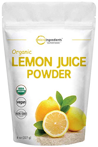 Product Cover Micro Ingredients Organic Lemon Juice Powder, 8 Ounce, Rich in Natural Vitamin C and Great Flavor for Drinks, Smoothie and Beverages, Non-GMO and Vegan Friendly