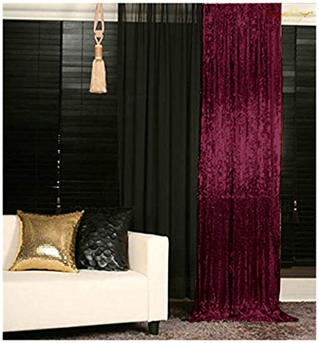 Product Cover Sequin Curtains 2 Panels 2ftx8ft Wine Glitter Backdrop for YouTube Videos Burgundy Sequin Curtains for Backdrop